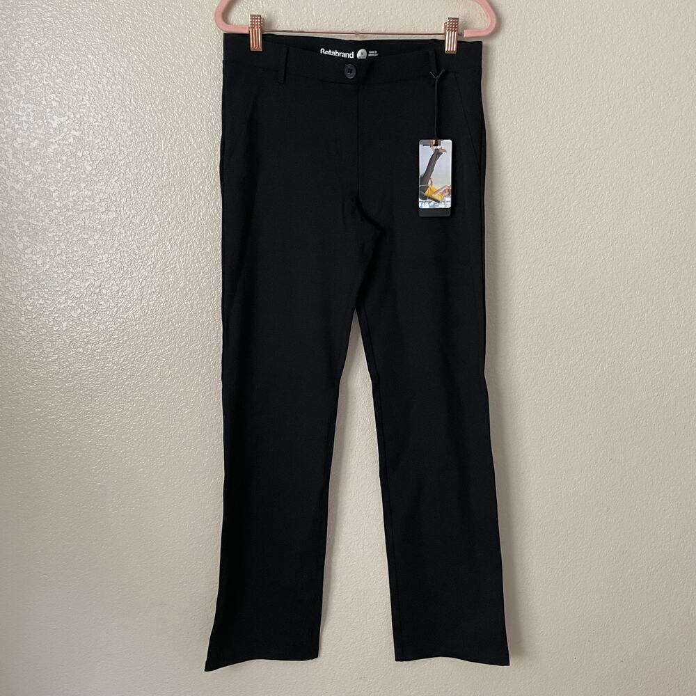 Betabrand Dress Yoga Pants Womens Medium Petite Black Straight Leg Ponte Knit - Picture 3 of 12